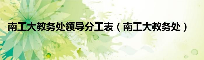 南工大教务处领导分工表（南工大教务处）