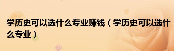 学历史可以选什么专业赚钱（学历史可以选什么专业）