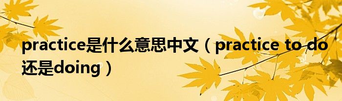 practice是什么意思中文（practice to do还是doing）