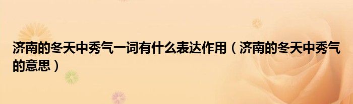 济南的冬天中秀气一词有什么表达作用（济南的冬天中秀气的意思）