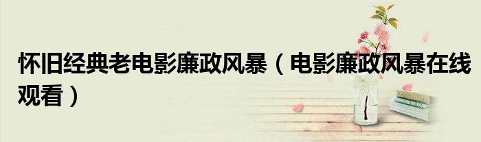 怀旧经典老电影廉政风暴（电影廉政风暴在线观看）