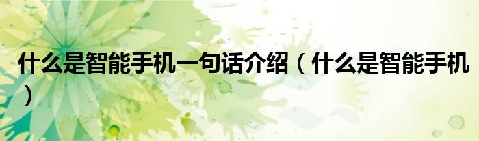 什么是智能手机一句话介绍（什么是智能手机）