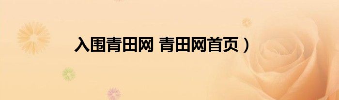 入围青田网 青田网首页）