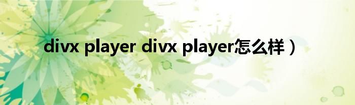 divx player divx player怎么样）