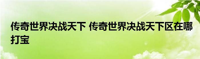 传奇世界决战天下 传奇世界决战天下区在哪打宝