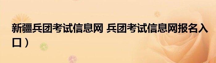 新疆兵团考试信息网 兵团考试信息网报名入口）