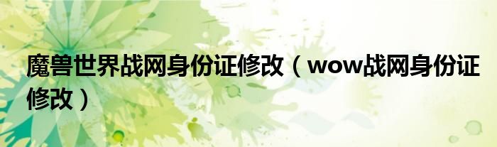 魔兽世界战网身份证修改（wow战网身份证修改）