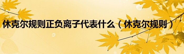 休克尔规则正负离子代表什么（休克尔规则）