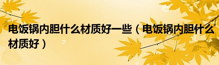 电饭锅内胆什么材质好一些（电饭锅内胆什么材质好）