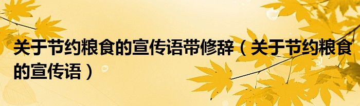 关于节约粮食的宣传语带修辞（关于节约粮食的宣传语）