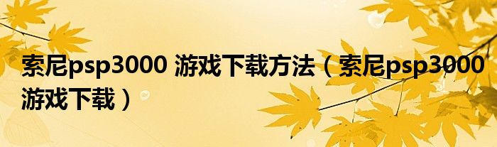 索尼psp3000 游戏下载方法（索尼psp3000游戏下载）