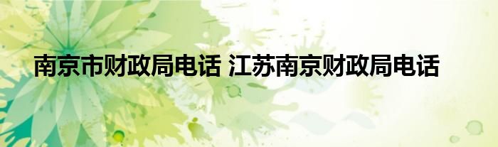 南京市财政局电话 江苏南京财政局电话