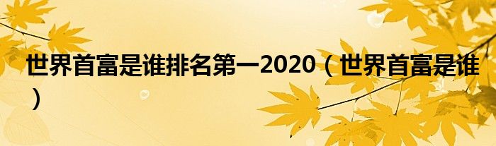 世界首富是谁排名第一2020（世界首富是谁）