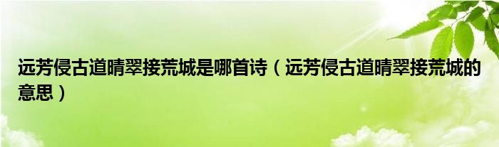 远芳侵古道晴翠接荒城是哪首诗（远芳侵古道晴翠接荒城的意思）
