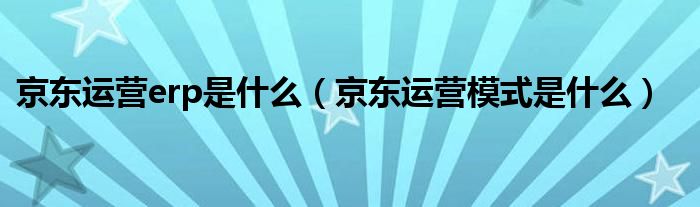 京东运营erp是什么（京东运营模式是什么）