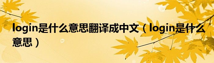 login是什么意思翻译成中文（login是什么意思）