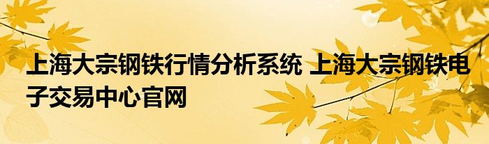 上海大宗钢铁行情分析系统 上海大宗钢铁电子交易中心官网