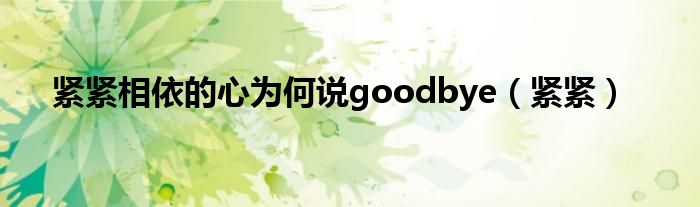 紧紧相依的心为何说goodbye（紧紧）