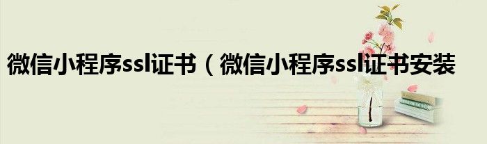 微信小程序ssl证书（微信小程序ssl证书安装