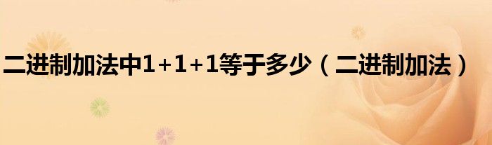 二进制加法中1+1+1等于多少（二进制加法）