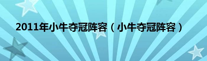 2011年小牛夺冠阵容（小牛夺冠阵容）