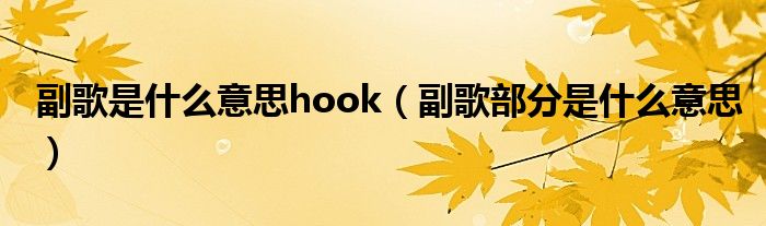 副歌是什么意思hook（副歌部分是什么意思）