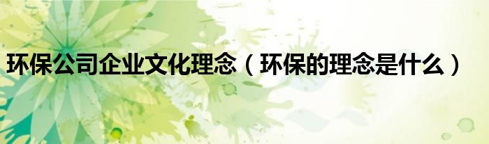 环保公司企业文化理念（环保的理念是什么）