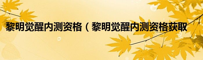 黎明觉醒内测资格（黎明觉醒内测资格获取