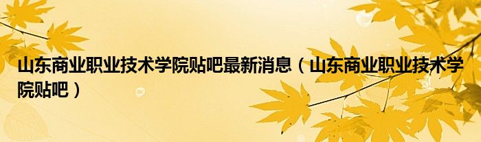 山东商业职业技术学院贴吧最新消息（山东商业职业技术学院贴吧）