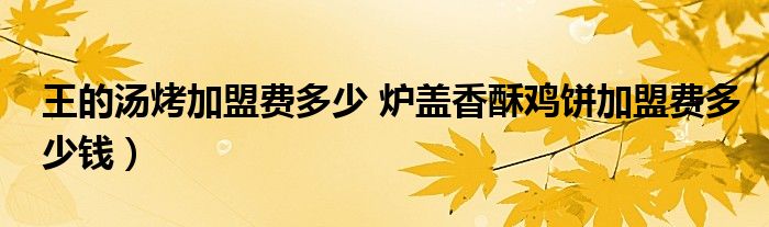 王的汤烤加盟费多少 炉盖香酥鸡饼加盟费多少钱）