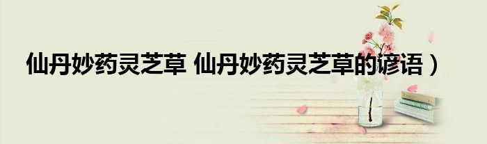 仙丹妙药灵芝草 仙丹妙药灵芝草的谚语）