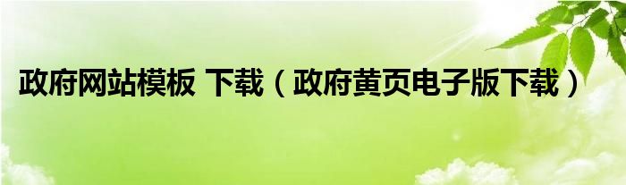 政府网站模板 下载（政府黄页电子版下载）