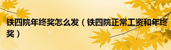 铁四院年终奖怎么发（铁四院正常工资和年终奖）