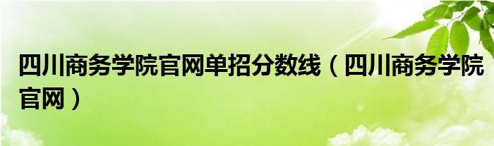 四川商务学院官网单招分数线（四川商务学院官网）