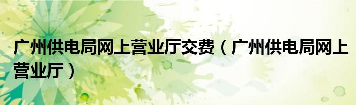 广州供电局网上营业厅交费（广州供电局网上营业厅）
