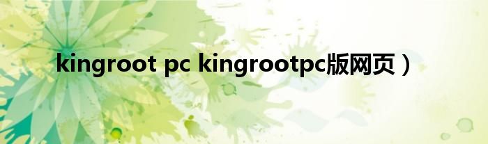 kingroot pc kingrootpc版网页）