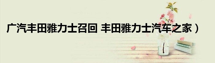 广汽丰田雅力士召回 丰田雅力士汽车之家）