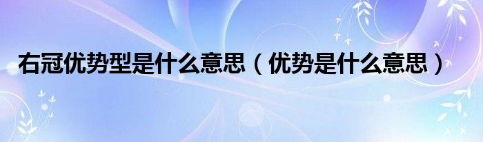 右冠优势型是什么意思（优势是什么意思）