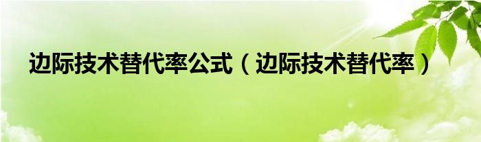 边际技术替代率公式（边际技术替代率）