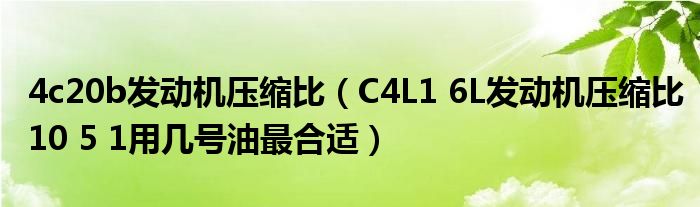 4c20b发动机压缩比（C4L1 6L发动机压缩比10 5 1用几号油最合适）
