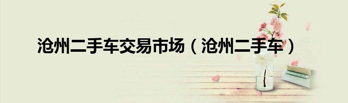 沧州二手车交易市场（沧州二手车）