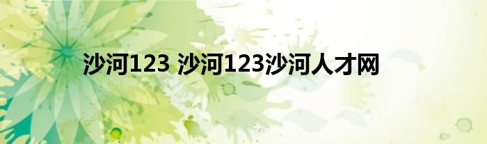 沙河123 沙河123沙河人才网