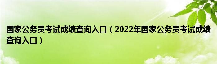 国家公务员考试成绩查询入口（2022年国家公务员考试成绩查询入口）