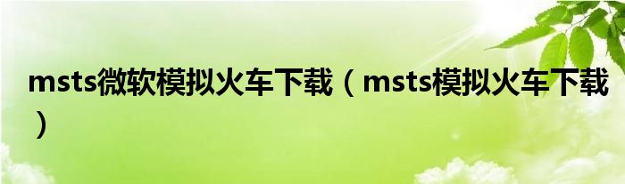 msts微软模拟火车下载（msts模拟火车下载）