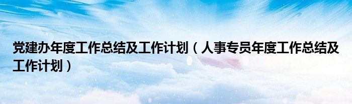 党建办年度工作总结及工作计划（人事专员年度工作总结及工作计划）
