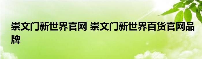 崇文门新世界官网 崇文门新世界百货官网品牌