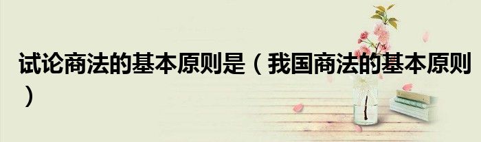 试论商法的基本原则是（我国商法的基本原则）