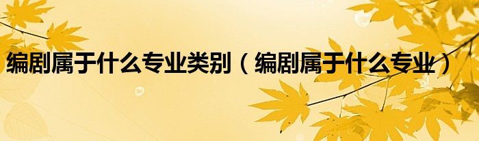 编剧属于什么专业类别（编剧属于什么专业）