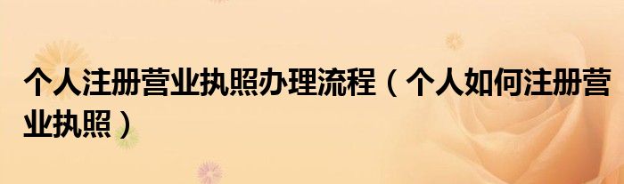 个人注册营业执照办理流程（个人如何注册营业执照）
