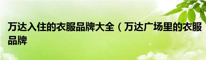 万达入住的衣服品牌大全（万达广场里的衣服品牌